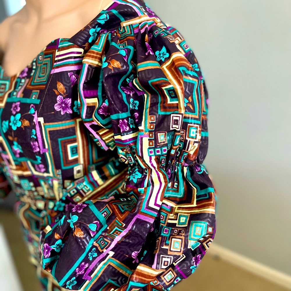 Long dress Ankara dress with puffy sleeves